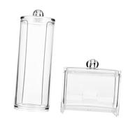 NOLITOY 2 pièces Boîte de Rangement Transparente pour Cotons et Cotons-tiges Organisateur Cosmétique avec Ouverture Latérale Anti-poussière et Humidité Lot de Boîtes Compactes pour Table