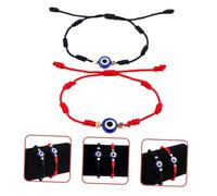 NOLITOY 2 pièces Bracelets Ajustables Œil Mauvais Tressés Main Lot Couple Amitié Style Minimaliste Confortable Rouge et Noir