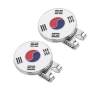 NOLITOY 2 Pièces Clip de Casquette Golf Magnétique avec Marqueur Ballon Rond Météo Design Drapeau Coréen pour Golfeurs Accessoire et Pratique pour Jeux et