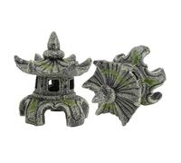 NOLITOY 2 pièces Décor Maison Aquarium Style Asiatique Pagode Hexagonale Résine Abri Sécurisé pour Crevettes et Poissons Ornements Zen pour Paysage Micro-Bassin