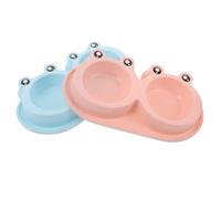 NOLITOY 2 Pièces Gamelles Élevées Anti-dérapantes Forme de Grenouille pour Chien et Chat Double Bol Stable pour Eau et Nourriture Sèche ou Humide pour Chats Errants