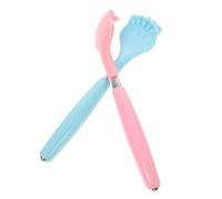 NOLITOY 2 Pièces Grattoir de Dos Extensible Bleu et Rose Outil Massage Corps Flexible Plastique Soulagement Pression et Démangeaisons Masseur Pratique Ergonomique