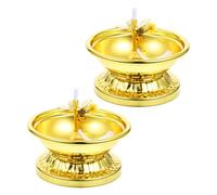 NOLITOY 2 Pièces Lampe à Huile Réglable Lampe Beurre Tibétaine Vintage pour Relaxation et Décoration Intérieure Support Bouddhiste pour Temple et Prière