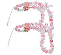 NOLITOY 2 pièces Lanières de Téléphone Perlées Chaînes Anti-perte Décoratives avec Pendentifs Bracelets Mobiles Élégants pour Clés et Accessoires Légers