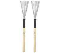 NOLITOY 2 pièces Lot de Brosses Tambour Bois Naturel avec Fil Acier Manche Stable Compact pour Batterie Jazz Accessoires Instruments