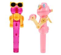 NOLITOY 2 pièces Lot de Porte Sucettes Robot Dinosaure Interactif Ludique pour Garçon Fille Partage et Jeu Créatif Rose