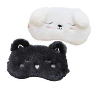 NOLITOY 2 pièces Masques de Sommeil Cartoon Peluche Douce Couvre Yeux Souple pour Sommeil de Nuit Adapté Aux Voyages et Détente Design Animaux Noir et Blanc