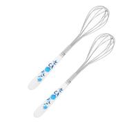 NOLITOY 2 pièces Mini Manuel Acier Inoxydable avec Manche Céramique à Œufs Portatif pour Mélange Battage Rapide de Crème et Pâtisserie