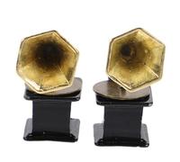NOLITOY 2 Pièces Miniature Retro Phonograph Figurines Vintage Mini Record Player Model for Dollhouse Home Decor and Creative Collectors Display