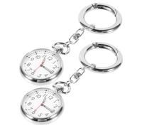 NOLITOY 2 pièces Montre de Poche Inoxydable avec Cadran pour Garçon Fille et Personnes Âgées Montre Infirmière Portable Légère Style Porte-clés Design Simple