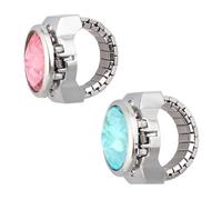 NOLITOY 2 pièces Montres à Doigt Élégantes avec Couvercle Rabattable Quartz Bague Extensible pour Femme et Fille Cadeau Mode Pratique