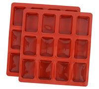 NOLITOY 2 pièces Moule Silicone Cavités Rectangulaires Antiadhésif pour Chocolat Biscuit et Pâtisserie DIY Lot de Brique Rouge Mini Moules Cake pour Cuisson Maison