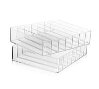 NOLITOY 2 pièces Organisateur Maquillage Transparent Acrylique pour Ombres à Paupières Boîte de Rangement Empilable avec Compartiments Support Pratique pour Coiffeuse et Vanity
