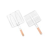 NOLITOY 2 pièces Paniers BBQ Inoxydable avec Poignée Filets Barbecue Portables pour Grillades Extérieures Clips pour Poisson et Légumes Lot de Outils Pratiques pour Camping et Repas Plein