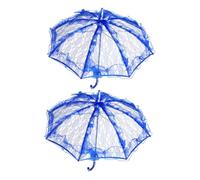 NOLITOY 2 Pièces Parasol Dentelle Vintage Bleu Parapluie Compact pour Garçon Fille Accessoire Élégant pour Danse Mariage Photographie et Fête de Thé