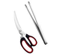 NOLITOY 2 pièces Pinces Barbecue INOX Ciseaux Grilling Résistants Chaleur Accessoires Barbecue Extérieur Ergonomiques Pince Viande Griller et Antirouille