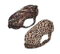 NOLITOY 2 Pièces pour les yeux en fausse soie refroidissement du pour les yeux œil sec black-out patch yeux bandeau yeux couvre-yeux couvre-yeux élastique Leopard