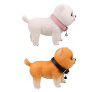 NOLITOY 2 Pièces Puppy Dog Statue Vinyle Souple et Réaliste Figurine Pomeranian Simulation Lifelike Portable pour Garçon Fille et Décoration Maison