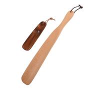 NOLITOY 2 Pièces Shoe Horn Set Bois de Hêtre Long Manche pour Seniors et Femmes Enceintes Crosse Robuste et Corne Compacte Aide à Enfiler Facile pour Types de Chaussures