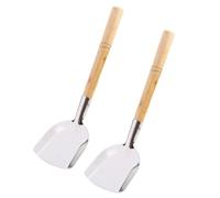 NOLITOY 2 pièces Spatule pour Wok Fer avec Bois de Ustensiles de Cuisine Traditionnels pour Usage Domestique et Professionnel Résistants et Faciles à Nettoyer