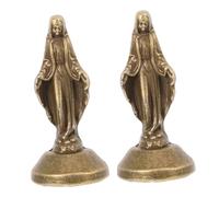 NOLITOY 2 pièces Statue Miniature Sainte Vierge Laiton Sculpture Catholique Portable Décor Religieux Compact pour Maison Église et Espace de Prière Lot