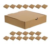 NOLITOY 20 Boîtes à Pizza Kraft Pré-Pliées 16X16X4 CM Carton Ondulé Robuste Boîtes à Emporter pour Mini-Pizzas Gâteaux et Biscuits Emballage Alimentaire Écologique pour Restauration