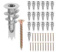 NOLITOY 20 Ensembles Cheville Vis Autoperceuse Zinc Alliage Fixations Plaques de Plâtre Résistantes pour Accessoires Salle de Bain et Cuisine