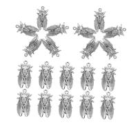 NOLITOY 20 Pièces Charms Insectes Alliage Argenté Vintage pour Bijoux DIY Pendentifs Cigale pour Collier Bracelet Création Artisanale