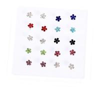 NOLITOY 20 pièces Goujons de Nez Fleur Colorés Boîte Mode Bijoux Piercing Corps Doux pour Femmes et Hommes