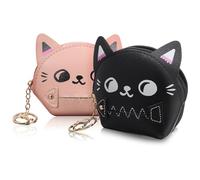 NOLITOY 2pcs Pochette Porte-clés en PU de Chat Mignon, Portefeuille Adorable Durabilité Renforcée, pour Suspendre Paquet à Dos