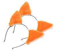 NOLITOY 2pièces Bandeau Oreilles Chat Peluche Orange Accessoire Déguisement Cosplay Fête Carnaval Femme Fille