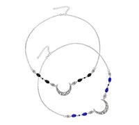 NOLITOY 2pièces Delicate Vintage Moon Forehead Decoration Set Natural Stone Crystal Hair Accessories for Wedding and Party Elegant Boho Headband with Hollow Moon Pattern Antique Design