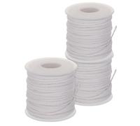 NOLITOY 3 Bobines de Mèches Rondes en Coton Tressé 24 Brins Bobine de 61 M pour Fabrication et Réparation de Bougies Mèches Épaisses Compatibles Lampes à Pétrole Usage Maison Camping