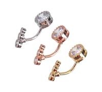 NOLITOY 3 pièces Anneaux de Nombril Rond Zircone pour Femmes Bijoux de Piercing Élégants et Durables Accessoires Mixte Or Rose Or Confortables pour Usage Quotidien et Fête