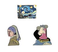 NOLITOY 3 pièces Broche Peinture à Huile Alliage Épingle Stylée pour Vêtements et Accessoires pour Fêtes et Usage Quotidien