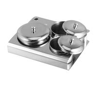 NOLITOY 3 pièces Crystal Nail Art Liquid Cups With Lid Stainless Steel Manicure Accessory Compact Portable Set