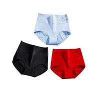NOLITOY 3 pièces Culottes Gainantes Coton Haute Lot pour Femme XXL Confort Respirant Élastique Noir Bleu Rouge
