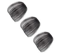 NOLITOY 3 pièces Frange à Clips Naturelle Sans Tempes Postiche Air Léger et Réutilisable Extension Faux Cheveux Synthétiques Noirs Accessoire Coiffure Adapté à Tous Types de Visages