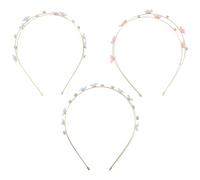 NOLITOY 3 pièces Lot de Bandeaux Strass Double Rang Décoratifs Serre-tête Fin Métal à Fleurs pour Mariage Fête et Usage Quotidien Féminin