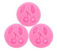 NOLITOY 3 pièces Moule Silicone Cerise Flexible pour Chocolat et Fondant Résistant Haute Température Décoration Gâteau et Bonbons Lot