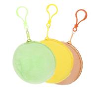 NOLITOY 3 Pièces Petite Pochette Zippée Peluche Douce Porte-Monnaie Compact pour Femmes Étui Porte-écouteurs avec Boucle Pratique et Couleurs Pastel Vert Jaune Marron