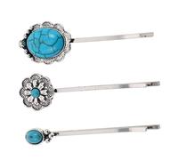 NOLITOY 3 pièces Set de Épingles Cheveux Décoratives Turquoise Style Western Pinces à Cheveux Boho pour Femmes Accessoires Coiffure Vintage avec Maintien Sécurisé
