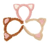 NOLITOY 3pièces Bandeaux De Maquillage Oreilles De Chat Pour Soins Peau Et Lavage Du Visage Accessoires Mignons Pour Femmes Foncé