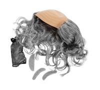 NOLITOY 3pièces Perruque Chauve Grise Réaliste Pour Homme Avec Barbe Et Sourcils Coiffure Complète Confortable Et Ajustée Pour Déguisement De Vieil Homme Et Fêtes Halloween Set