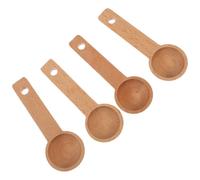 NOLITOY 4 pièces Cuillère à Café Bois de Hêtre avec Graduation Lot de Cuillères Doseuses Robustes pour Mesurer Café Thé Poudre de Lait et Ingrédients Secs Ustensiles Polyvalents de