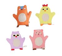 NOLITOY 4 Pièces Gants de Bain Garçon Fille Motifs Animaux DouxC et Souples pour Toilette Garçon Fille Trousse Soin Portable Mousse Riche et Peau Délicate