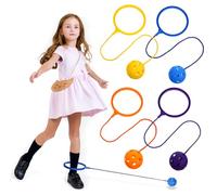 NOLITOY 4 pièces Jouets Skip Ball Cheville avec Corde Flexible Balle Rebondissante pour Garçon Fille Activité Sportive Intérieure et Extérieure