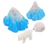 NOLITOY 4 pièces Mini Igloo Plastic Animal Figure Playset with Lifelike Ice Houses Models and Mini Bear for Dollhouse Arctic Micro Landscape Decoration