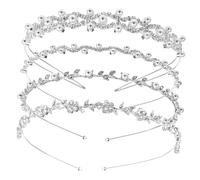 NOLITOY 4 pièces Set de Bandeaux de Mariée Alliage avec Strass et Perles Couronnes de Cheveux Élégantes pour Accessoires de Mariage Fête et Cérémonie