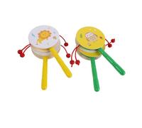 NOLITOY 4 Pièces Wooden Hand Drum Set For Montessori Animal Design Lion Owl Educational Musical Early Learning